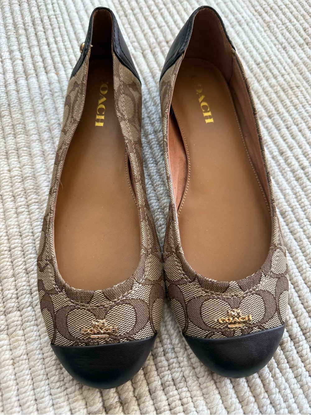 Coach Brown Signature Cecelia Canvas Ballet Flats Size 8.5